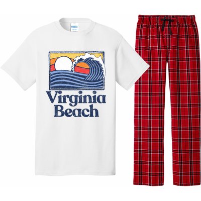 Virginia Beach Retro Surfer Vintage Beach And Wave Graphic Great Gift Pajama Set