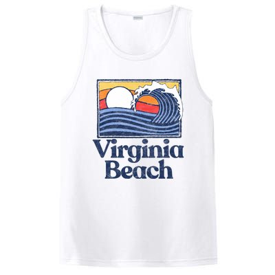 Virginia Beach Retro Surfer Vintage Beach And Wave Graphic Great Gift PosiCharge Competitor Tank