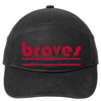 Vintage B.R.A.V.E.S Retro Three Stripe Weathered 7-Panel Snapback Hat