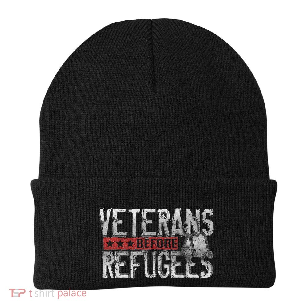 Veterans Before Refugees Memorial Day Never Forget Beanie