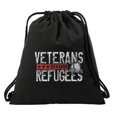 Veterans Before Refugees Memorial Day Never Forget Drawstring Bag