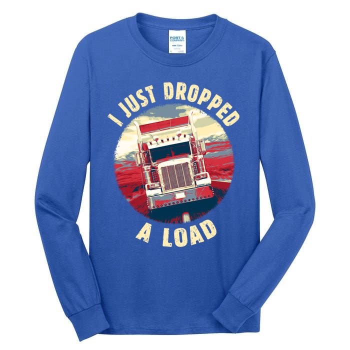 Vintage Big Rig Semi Trailer Truck Driver Funny Trucker Gift Cute Gift Tall Long Sleeve T-Shirt