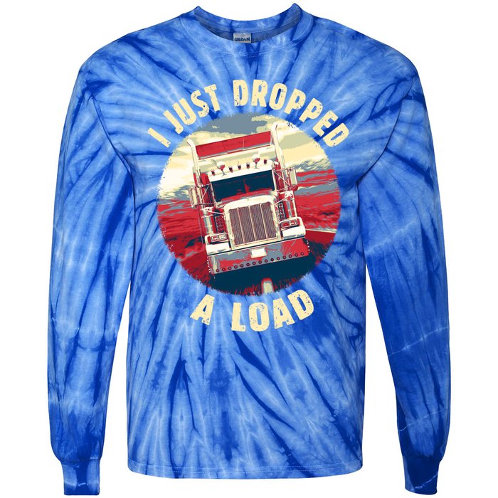 Vintage Big Rig Semi Trailer Truck Driver Funny Trucker Gift Cute Gift Tie-Dye Long Sleeve Shirt