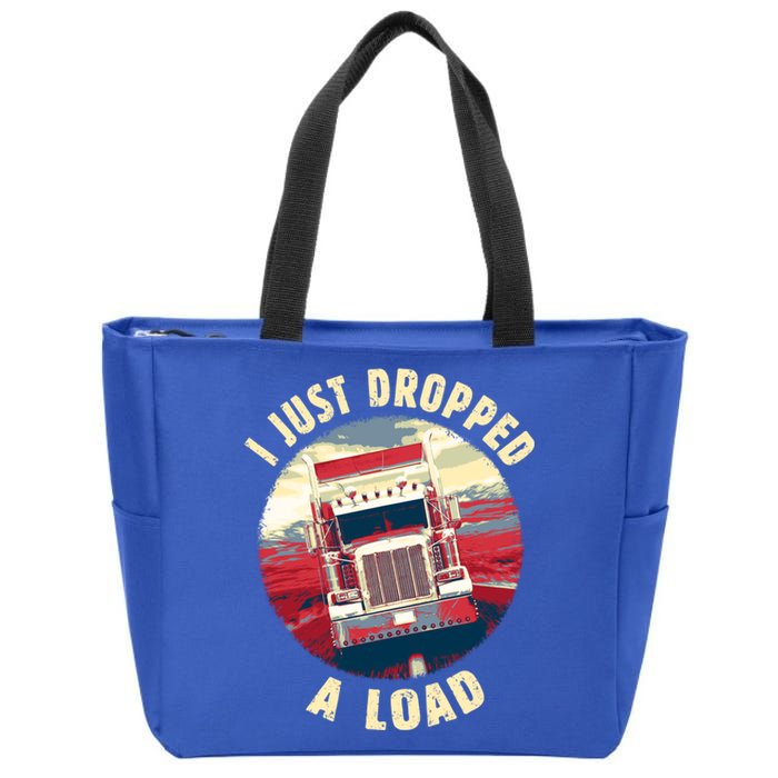 Vintage Big Rig Semi Trailer Truck Driver Funny Trucker Gift Cute Gift Zip Tote Bag