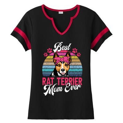 Vintage Best Rat Terrier Mom Ever Gift Ladies Halftime Notch Neck Tee