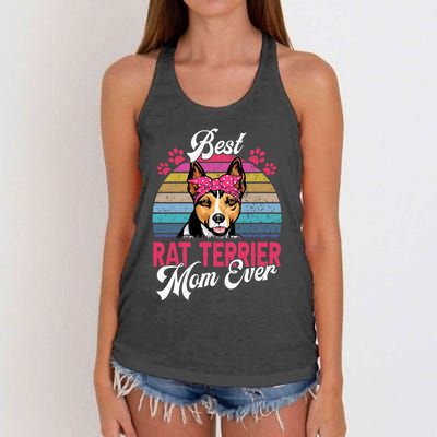 Vintage Best Rat Terrier Mom Ever Gift Women's Knotted Racerback Tank