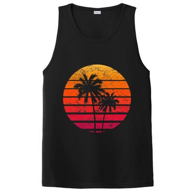 Vintage Beach Retro Sunset Palm Trees Tropical Vacation PosiCharge Competitor Tank