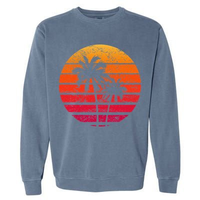 Vintage Beach Retro Sunset Palm Trees Tropical Vacation Garment-Dyed Sweatshirt