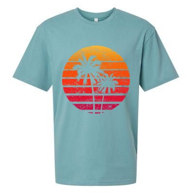 Vintage Beach Retro Sunset Palm Trees Tropical Vacation Sueded Cloud Jersey T-Shirt