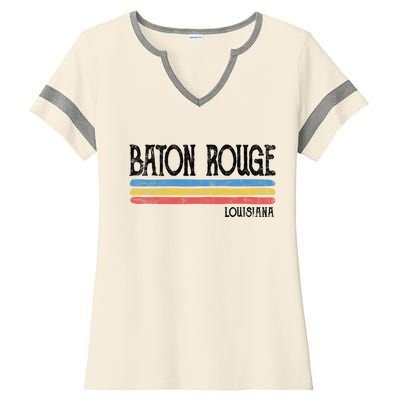 Vintage Baton Rouge Louisiana La Love Gift Souvenir Ladies Halftime Notch Neck Tee