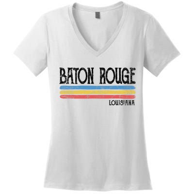 Vintage Baton Rouge Louisiana La Love Gift Souvenir Women's V-Neck T-Shirt