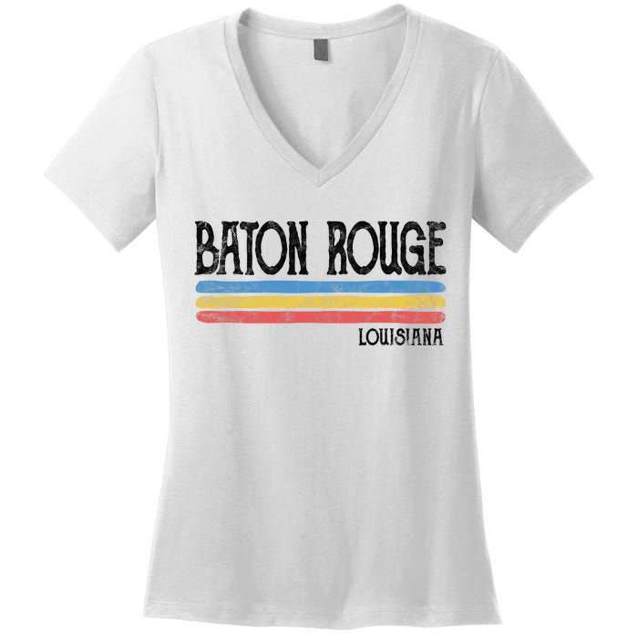 Vintage Baton Rouge Louisiana La Love Gift Souvenir Women's V-Neck T-Shirt