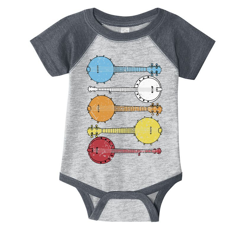 Vintage Banjo Retro Banjo Gift Country Music Bluegrass Infant Baby Jersey Bodysuit