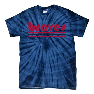 Vintage Braves Retro Three Stripe Red Braves Tie-Dye T-Shirt