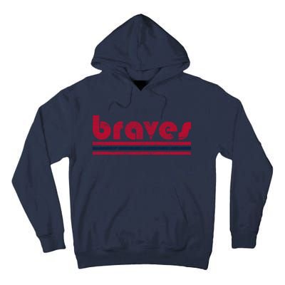 Vintage Braves Retro Three Stripe Red Braves Tall Hoodie