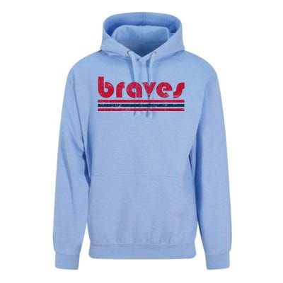 Vintage Braves Retro Three Stripe Red Braves Unisex Surf Hoodie