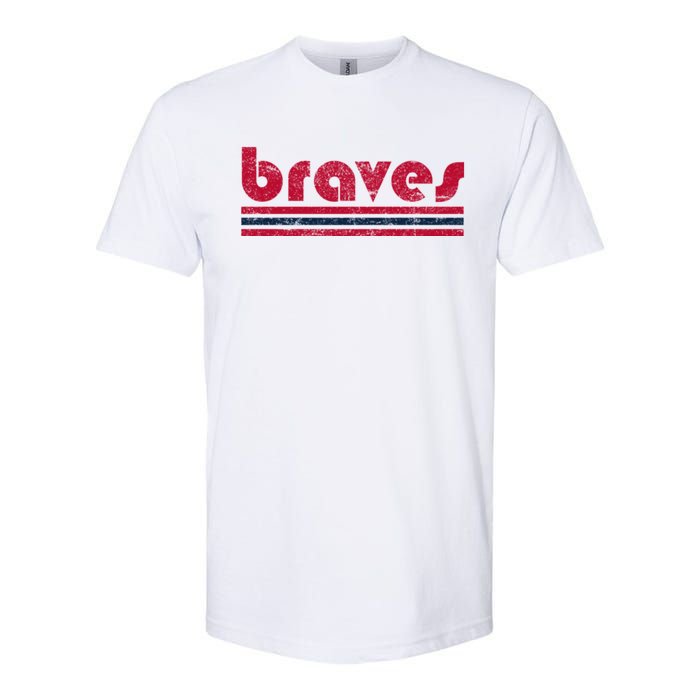 Vintage Braves Retro Three Stripe Red Braves Softstyle CVC T-Shirt