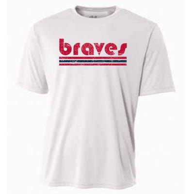 Vintage Braves Retro Three Stripe Red Braves Cooling Performance Crew T-Shirt