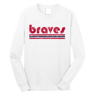 Vintage Braves Retro Three Stripe Red Braves Long Sleeve Shirt