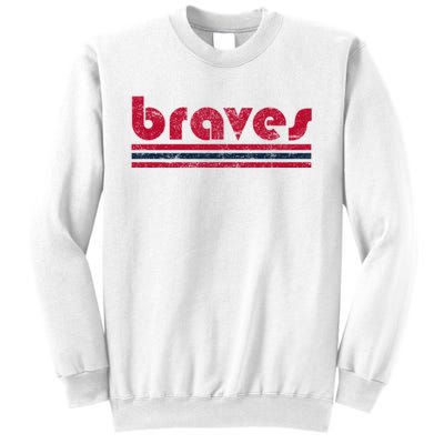 Vintage Braves Retro Three Stripe Red Braves Sweatshirt