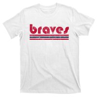 Vintage Braves Retro Three Stripe Red Braves T-Shirt