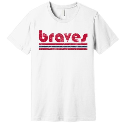 Vintage Braves Retro Three Stripe Red Braves Premium T-Shirt