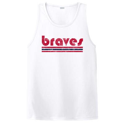 Vintage Braves Retro Three Stripe Red Braves PosiCharge Competitor Tank