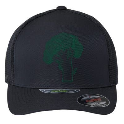 Vegetable Broccoli Retro Vintage Drawing Flexfit Unipanel Trucker Cap