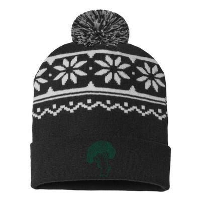 Vegetable Broccoli Retro Vintage Drawing USA-Made Snowflake Beanie