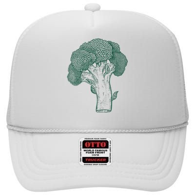 Vegetable Broccoli Retro Vintage Drawing High Crown Mesh Back Trucker Hat