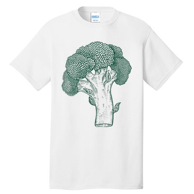 Vegetable Broccoli Retro Vintage Drawing Tall T-Shirt