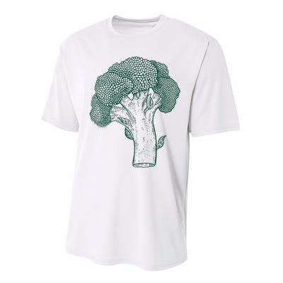 Vegetable Broccoli Retro Vintage Drawing Performance Sprint T-Shirt