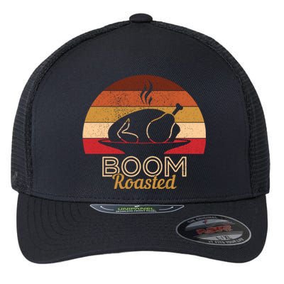 Vintage Boom Roasted Funny Thanksgiving Turkey Cool Gift Flexfit Unipanel Trucker Cap