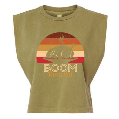 Vintage Boom Roasted Funny Thanksgiving Turkey Cool Gift Garment-Dyed Women's Muscle Tee