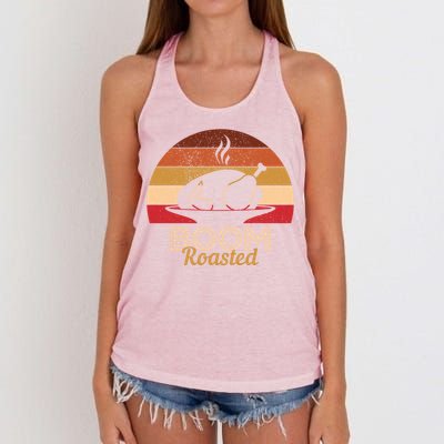 Vintage Boom Roasted Funny Thanksgiving Turkey Cool Gift Women's Knotted Racerback Tank