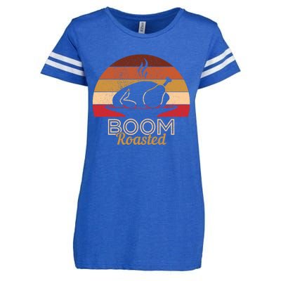 Vintage Boom Roasted Funny Thanksgiving Turkey Cool Gift Enza Ladies Jersey Football T-Shirt