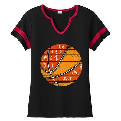 Vintage Basketball Retro Love Basketball Player Ladies Halftime Notch Neck Tee