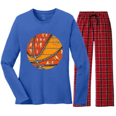 Vintage Basketball Retro Love Basketball Player Women's Long Sleeve Flannel Pajama Set 