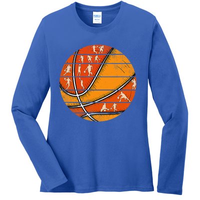 Vintage Basketball Retro Love Basketball Player Ladies Long Sleeve Shirt