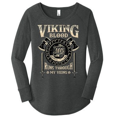 Viking Blood Runs Through My Veins Norse Mythology Women's Perfect Tri Tunic Long Sleeve Shirt