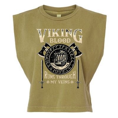 Viking Blood Runs Through My Veins Norse Mythology Garment-Dyed Women's Muscle Tee