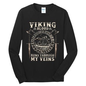 Viking Blood Runs Through My Veins Viking Ship Tall Long Sleeve T-Shirt