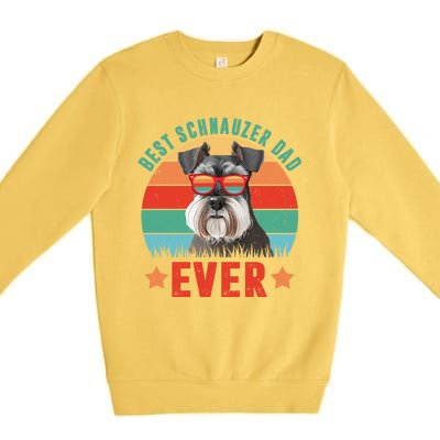 Vintage Best Schnauzer Dad Ever Dog Dad Daddy Fathers Day Meaningful Gift Premium Crewneck Sweatshirt