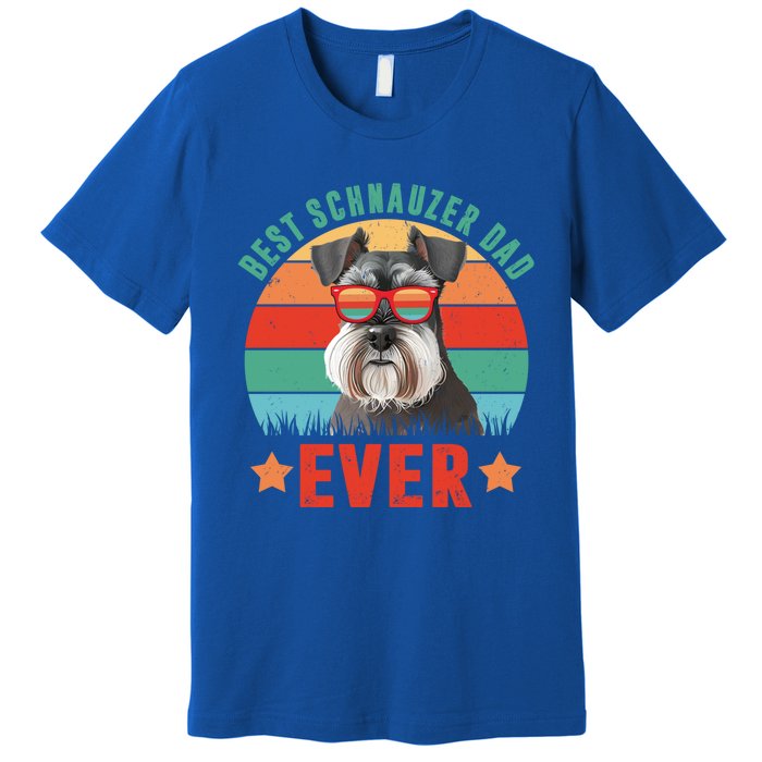 Vintage Best Schnauzer Dad Ever Dog Dad Daddy Fathers Day Meaningful Gift Premium T-Shirt