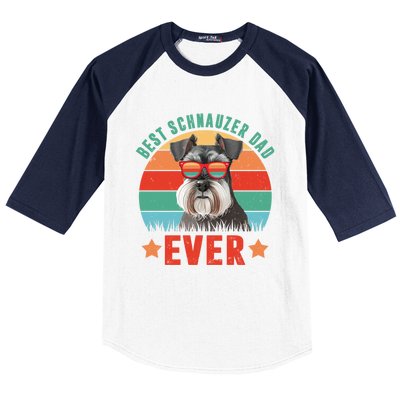 Vintage Best Schnauzer Dad Ever Dog Dad Daddy Fathers Day Meaningful Gift Baseball Sleeve Shirt