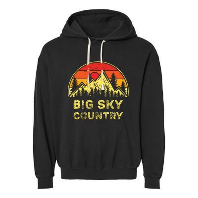 Vintage Big Sky Country Montana Mt Mountains Hiking Souvenir Garment-Dyed Fleece Hoodie