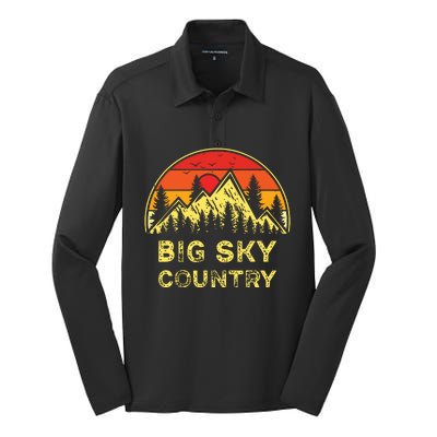 Vintage Big Sky Country Montana Mt Mountains Hiking Souvenir Silk Touch Performance Long Sleeve Polo