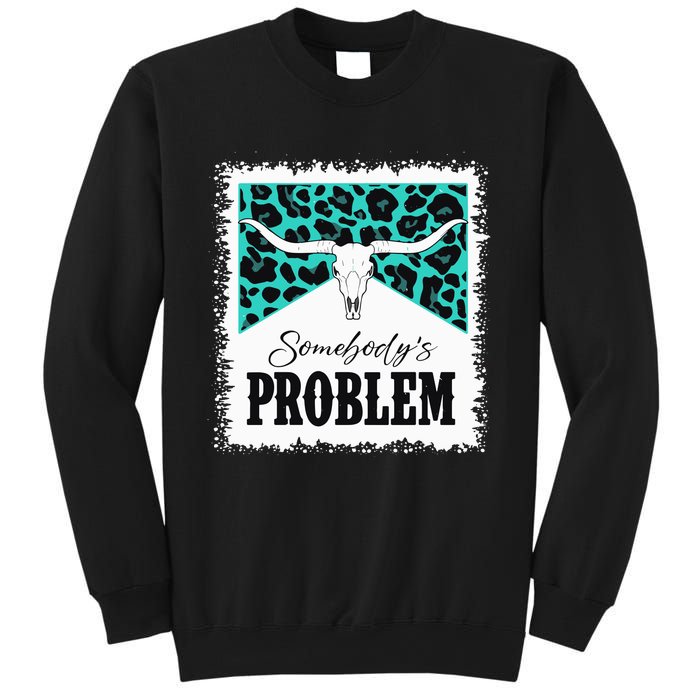 Vintage Bull Skull Leopard Bleached SomebodyS Problem Sweatshirt