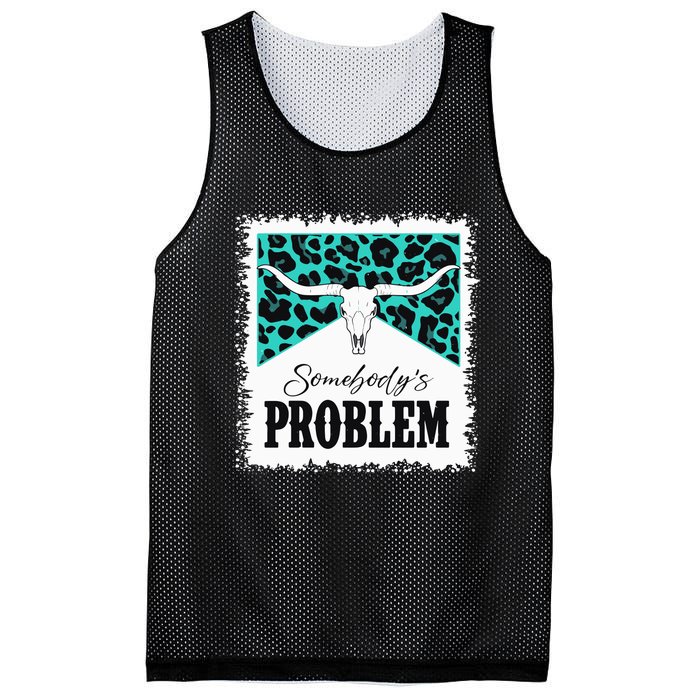 Vintage Bull Skull Leopard Bleached SomebodyS Problem Mesh Reversible Basketball Jersey Tank