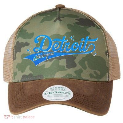 Vintage Blue Sporty Detroit Michigan Logo Legacy Tie Dye Trucker Hat